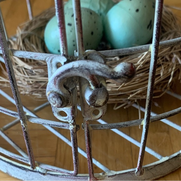 Decorative Metal Birdcage w/ Faux Nest and Eggs - Picture 3 of 16
